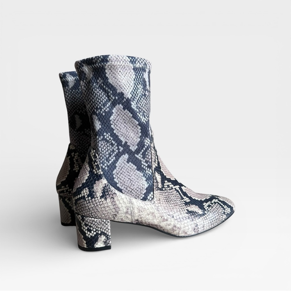 Stuart Weitzman Ernestine Python Print Sock Booti… - image 4